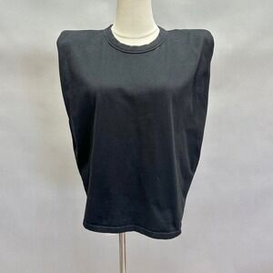 Frankie‎ Shop Eva Black Padded Shoulder Sleeveless T-Shirt Top size small